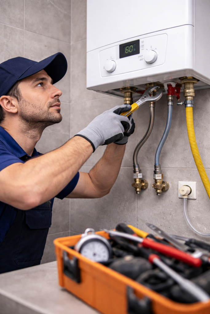 Montaje de caldera de gas